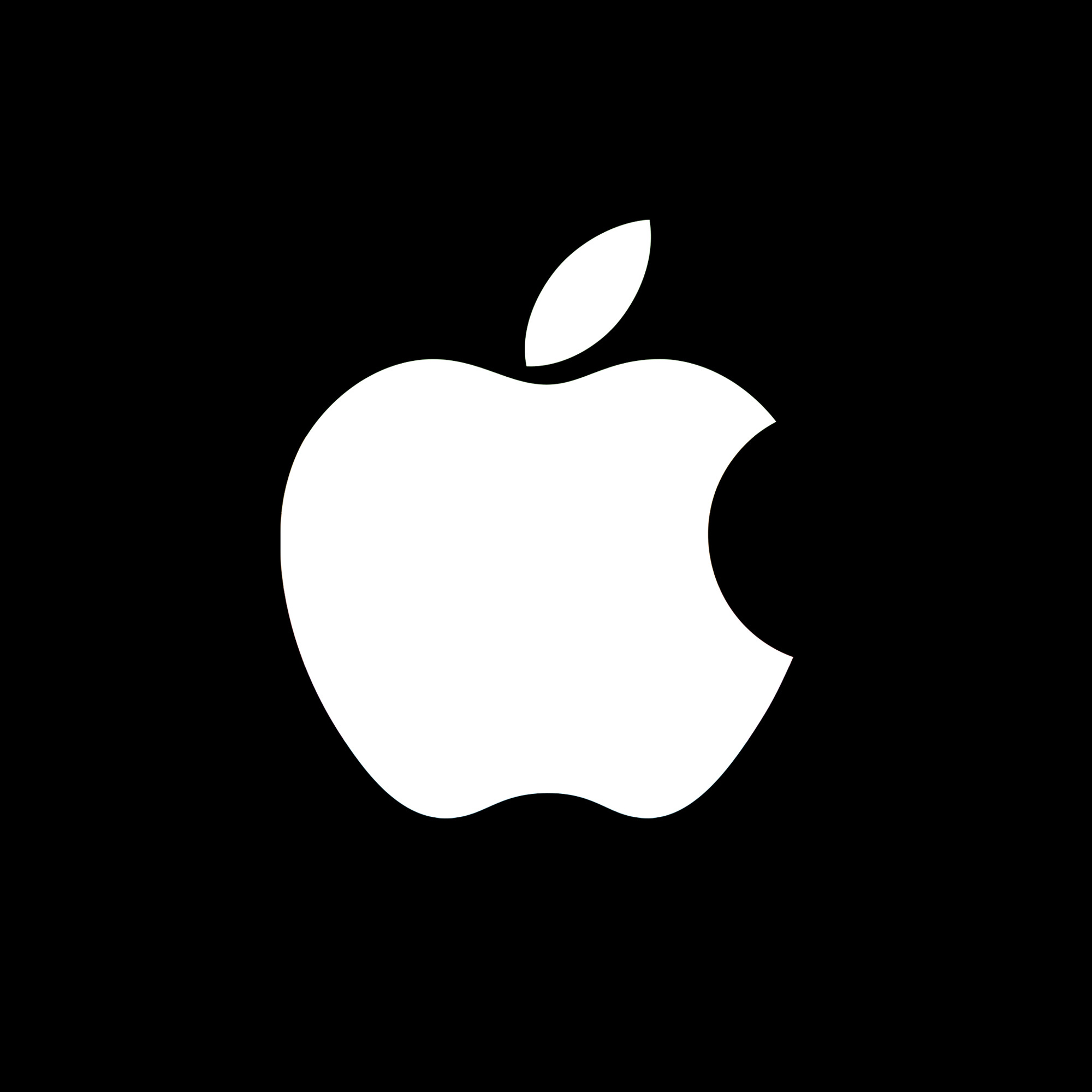 White Apple logo on a black background